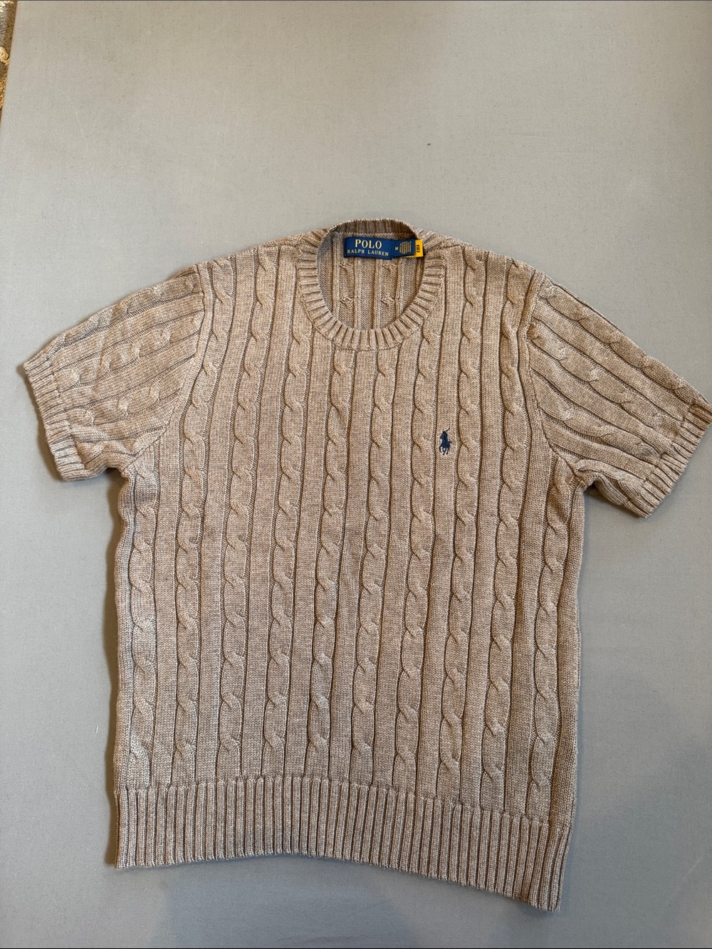 Ralph Lauren Brown Cable Knit Short Sleeve Sweater Tee - Picture 3 of 5